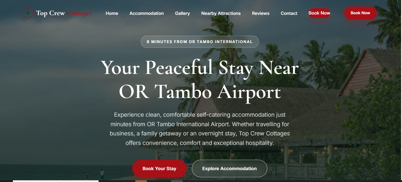 Top Crew Cottages website